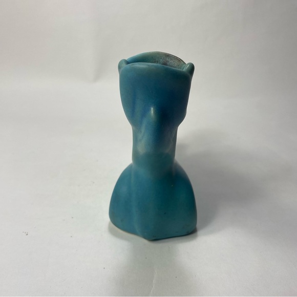 Vintage Mid Century Van Briggle Double Matte Blue Turquoise Candlestick  Holder - Picture 6 of 16